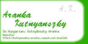 aranka kutnyanszky business card